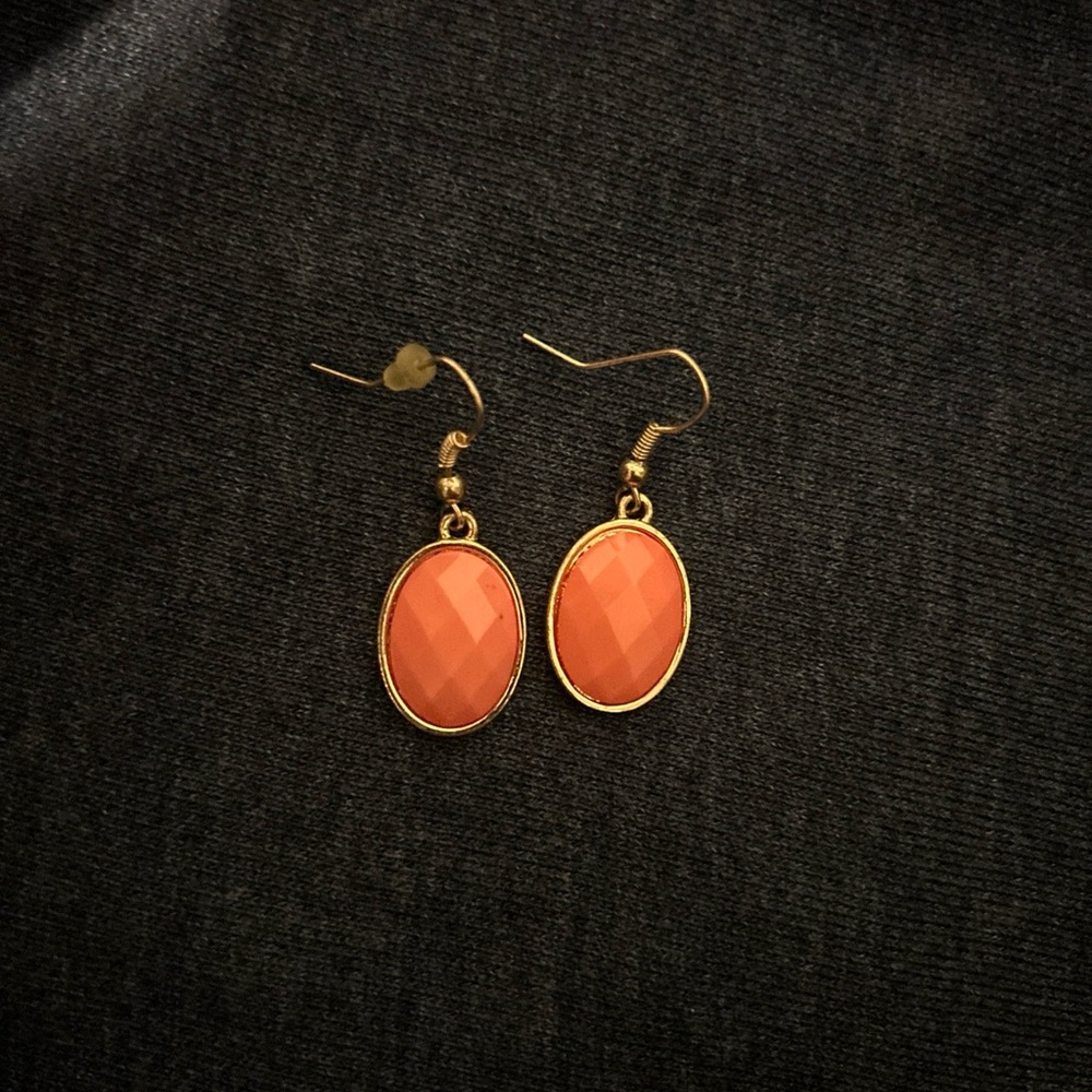 Elegant Gold and Coral Earrings